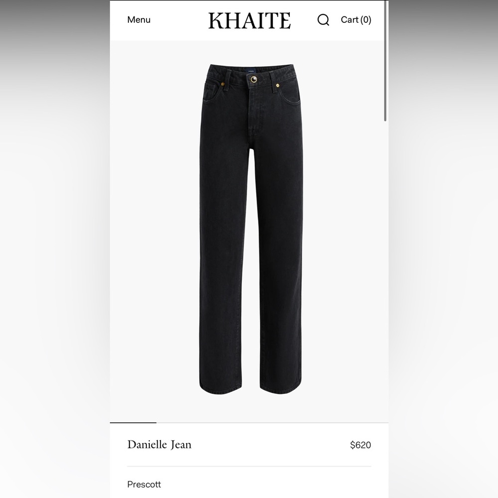 KHAITE Prescott Black Straight Jeans